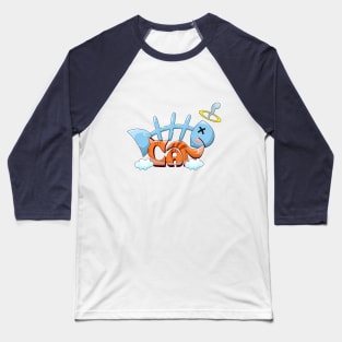 Cute Cat and Fish Bone Baseball T-Shirt